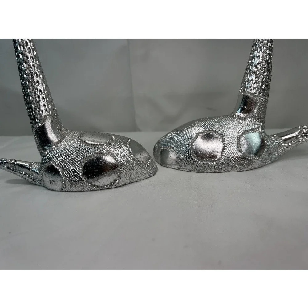 Set Of Vtg Poompuhar Indian‎ Folk Art Decorative Giraffes Silver Tone 7.5”